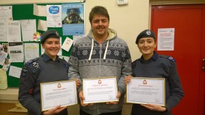 Elizabeth Shuttleworth and Sophia Gibbs our Cadet Warrant Officers Dan Nicholas our newest volunteer